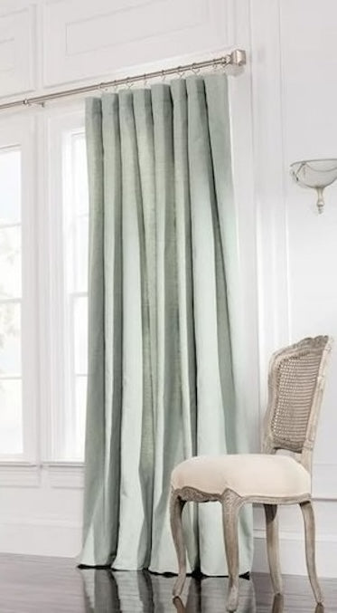 Linen Solid Drapes Curtains Mineral Green