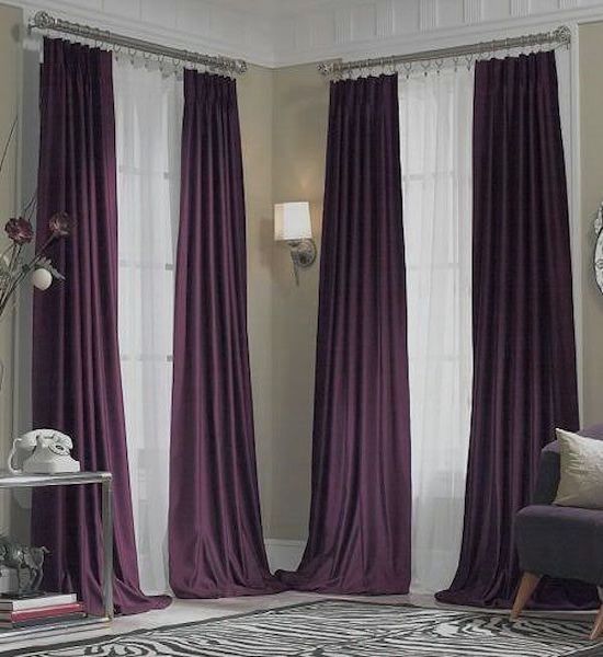 Silk Dupioni Solid Drapes Curtains Plum