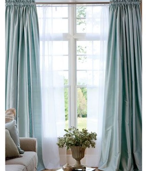 Silk Dupioni Solid Drapes Curtains Dusky Blue