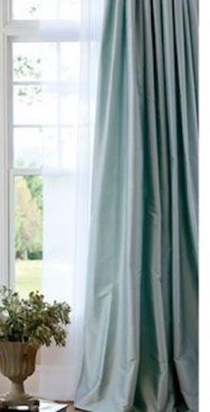 Silk Dupioni Solid Drapes Curtains Dusky Blue