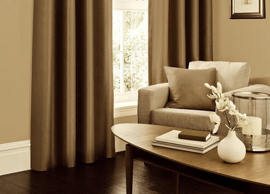 Faux Silk Dupioni Solid Drapes Curtains Antique