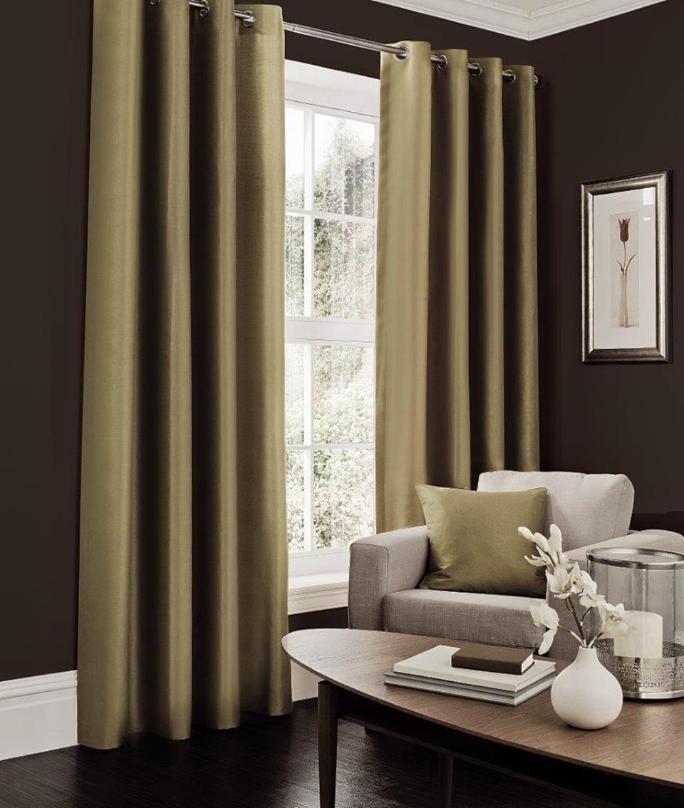 Faux Silk Dupioni Solid Drapes Curtains Bronze