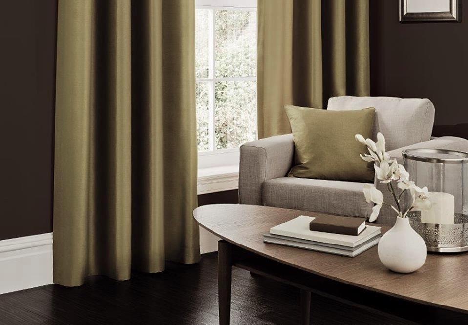 Faux Silk Dupioni Solid Drapes Curtains Bronze