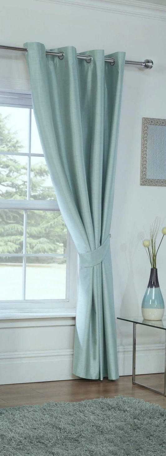 Faux Silk Dupioni Solid Drapes Curtains Aqua Blue