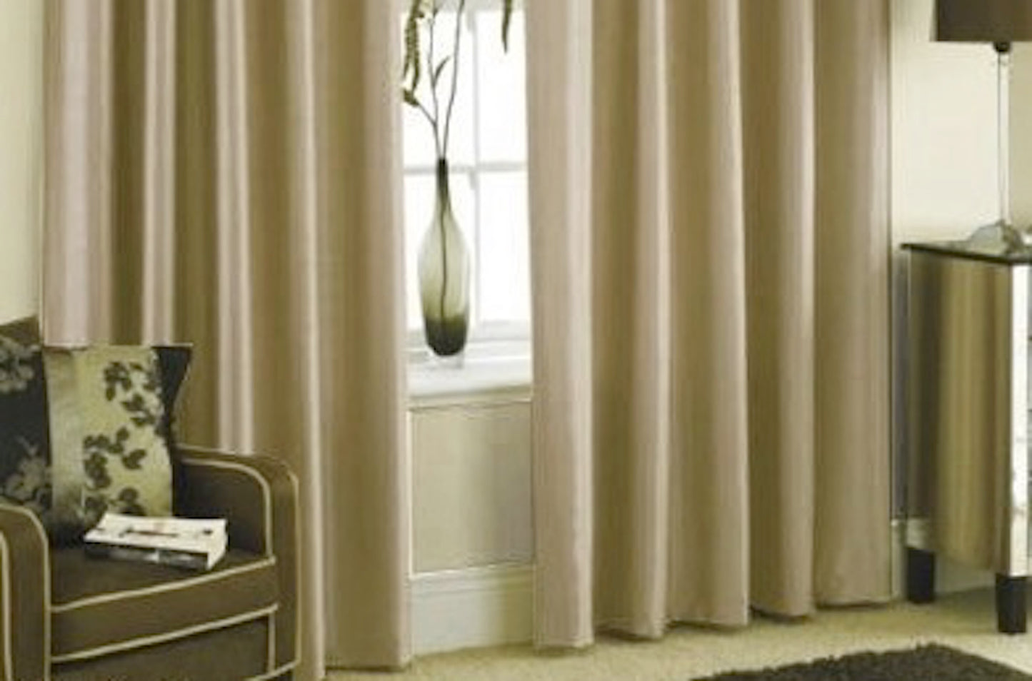 Faux Silk Dupioni Solid Drapes Curtains Beige