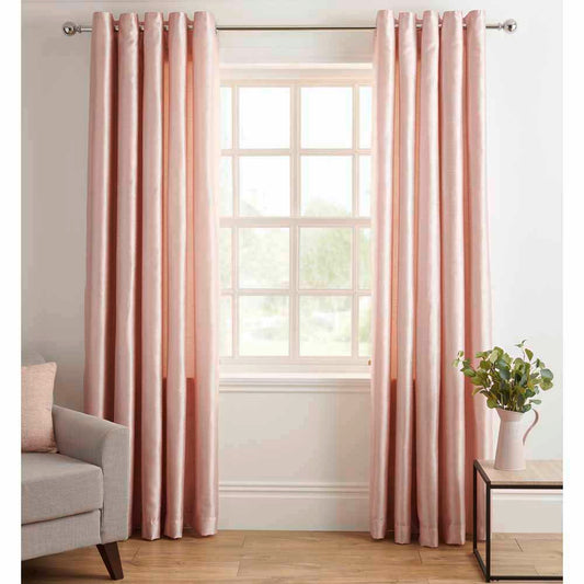 Faux Silk Dupioni Solid Drapes Curtains Blush Pink