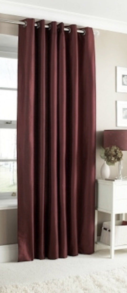 Faux Silk Dupioni Solid Drapes Curtains Burgundy