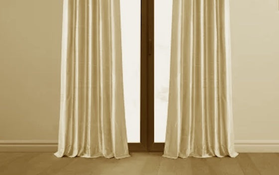 Faux Silk Dupioni Solid Drapes Curtains Champagne