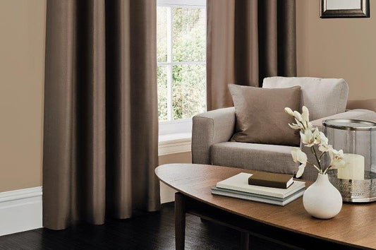 Faux Silk Dupioni Solid Drapes Curtains Chocolate Brown
