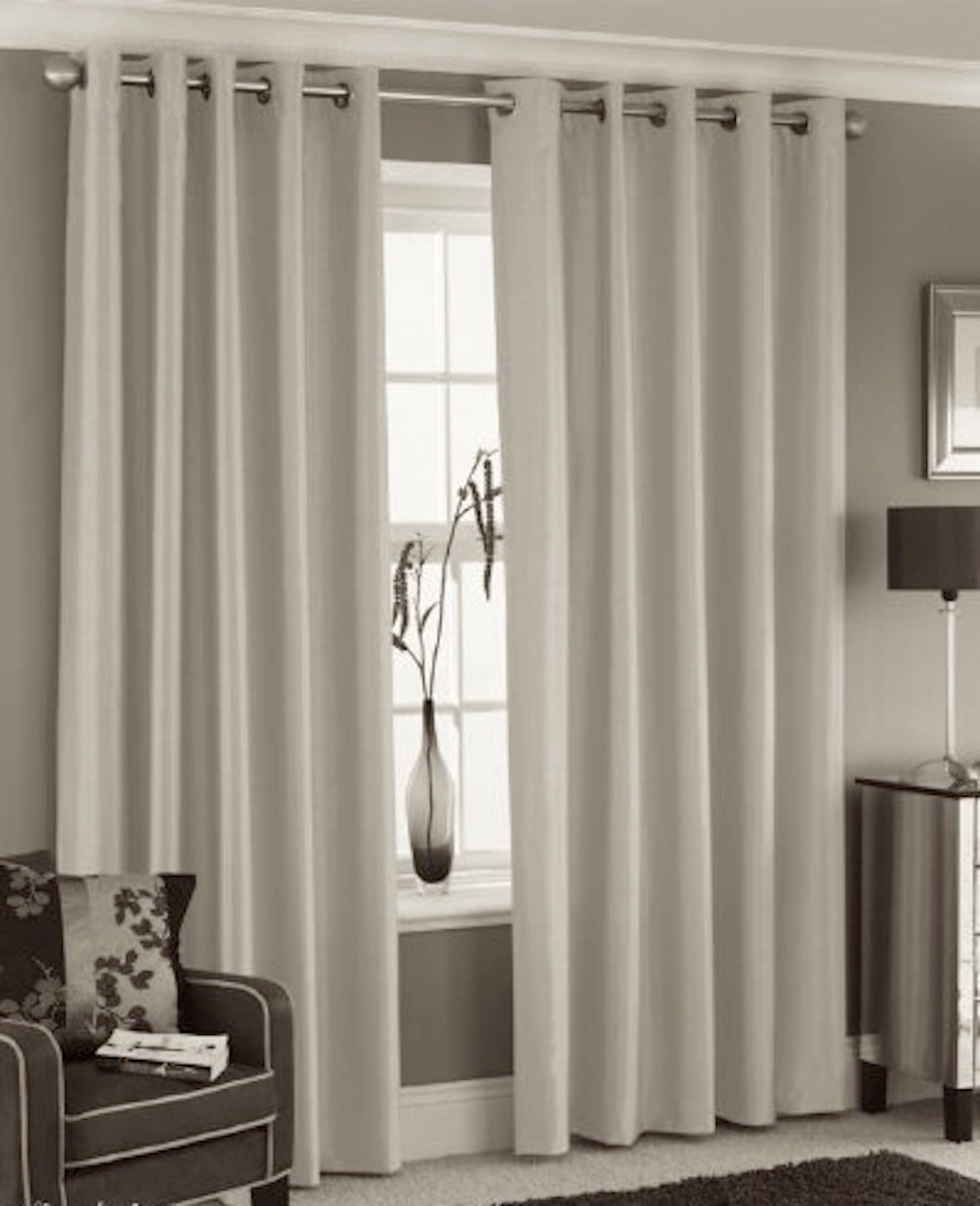 Faux Silk Dupioni Solid Drapes Curtains Ecru