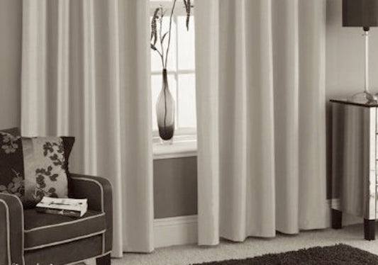 Faux Silk Dupioni Solid Drapes Curtains Ecru