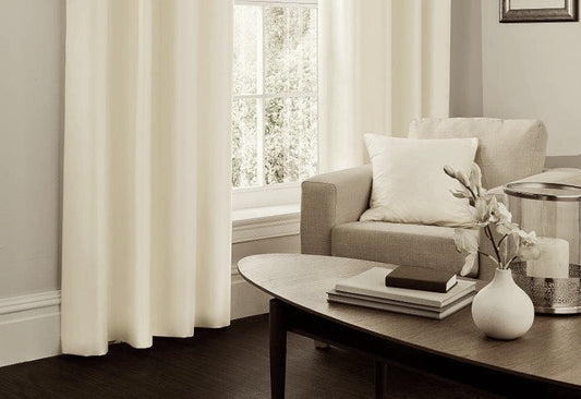 Faux Silk Dupioni Solid Drapes Curtains Ivory