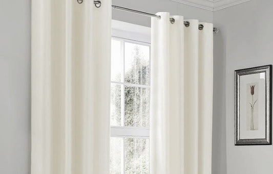 Faux Silk Dupioni Solid Drapes Curtains Off White