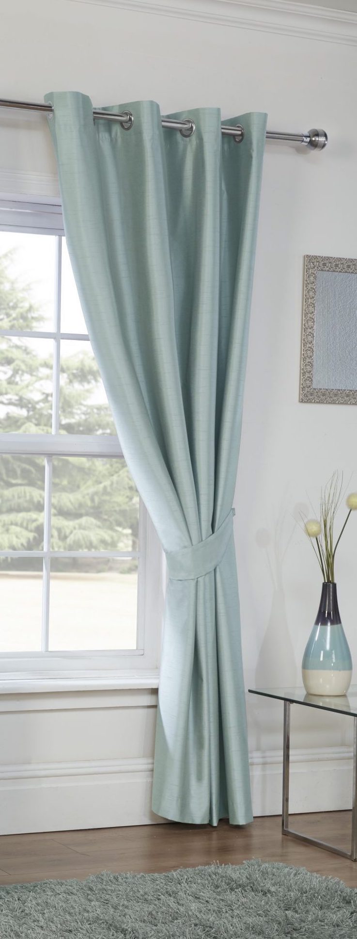 Faux Silk Dupioni Solid Drapes Curtains Powder Blue