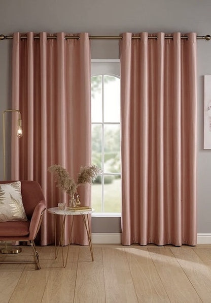 Faux Silk Dupioni Solid Drapes Curtains Rose Pink
