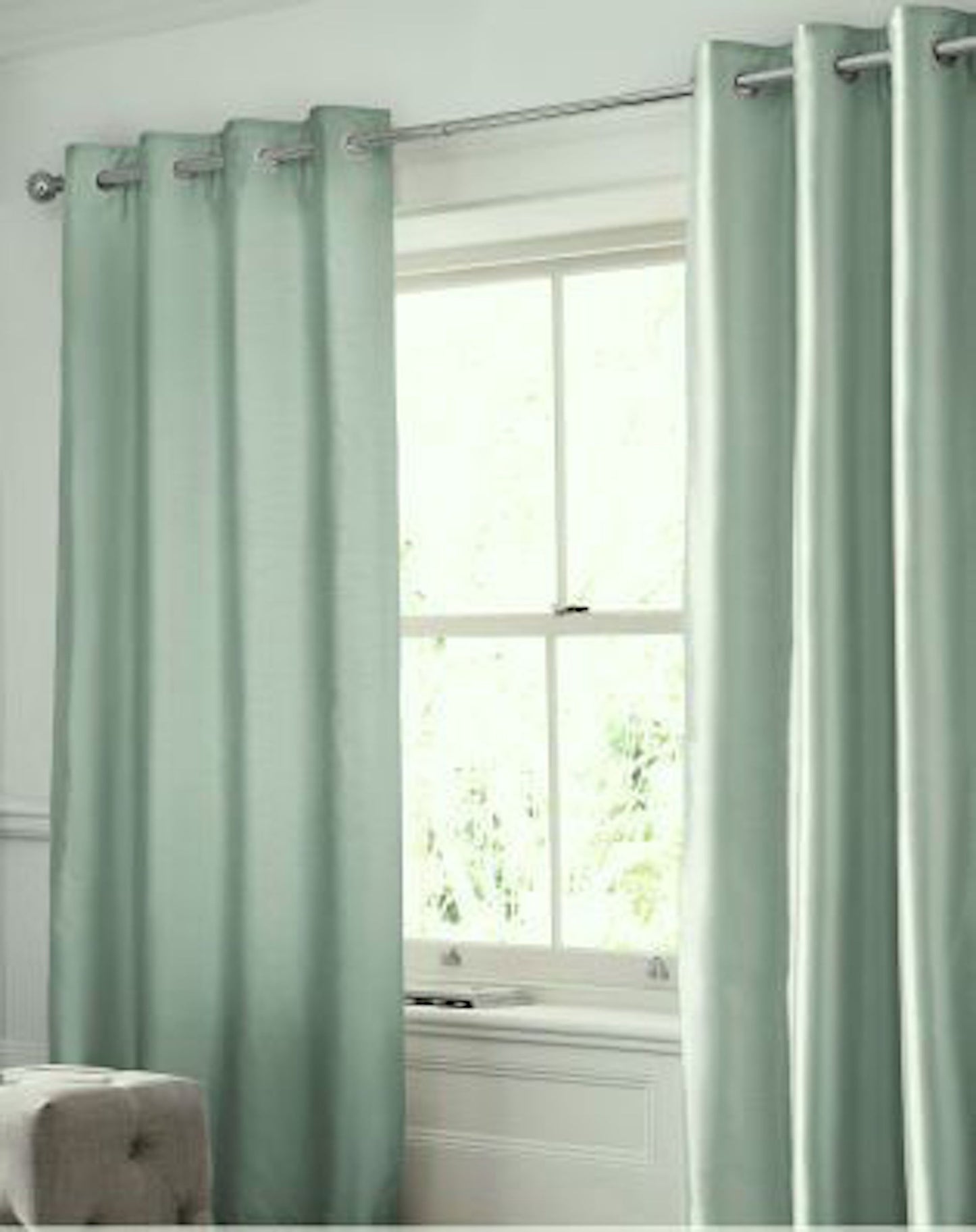 Faux Silk Dupioni Solid Drapes Curtains Seafoam Green