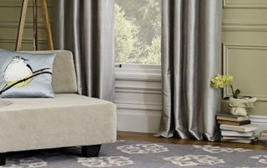 Faux Silk Dupioni Solid Drapes Curtains Silver Grey