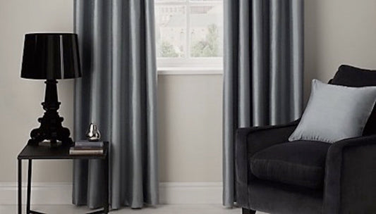 Faux Silk Dupioni Solid Drapes Curtains Slate Grey