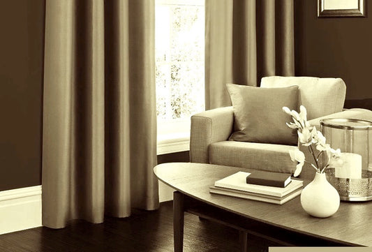 Faux Silk Dupioni Solid Drapes Curtains Tan