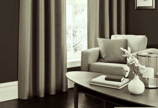 Faux Silk Dupioni Solid Drapes Curtains Taupe