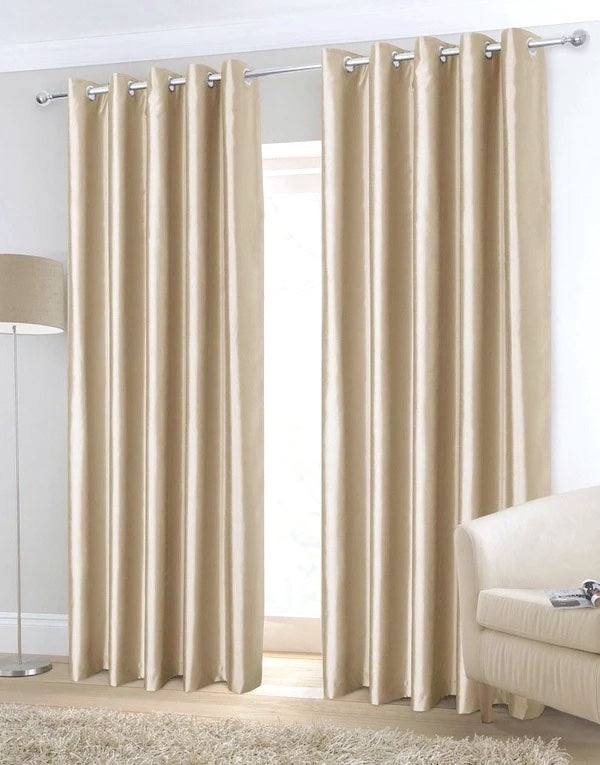 Faux Silk Dupioni Solid Drapes Curtains Warm Beige