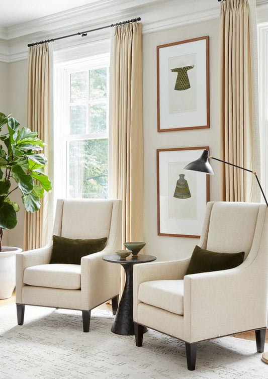 Linen Solid Drapes Curtains Pearl