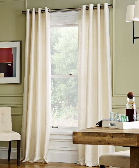 Silk Dupioni Solid Drapes Curtains Ivory