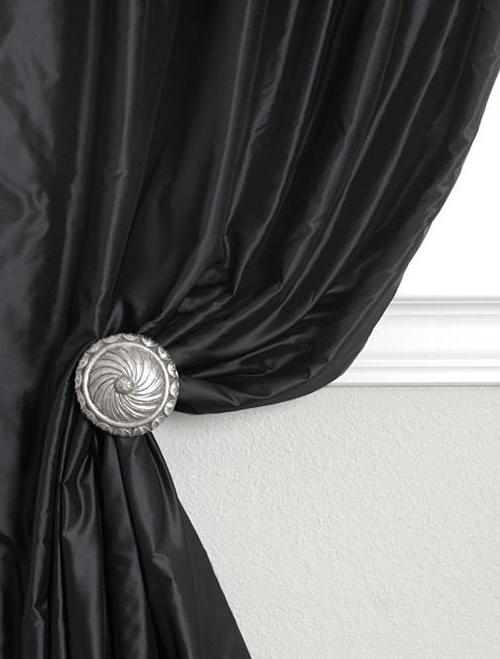 Silk Dupioni Solid Drapes Curtains Black