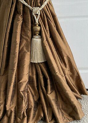Silk Dupioni Solid Drapes Curtains Chestnut Brown