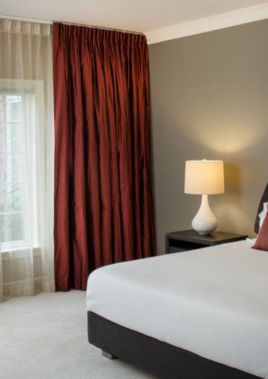 Silk Dupioni Solid Drapes Curtains Claret Red