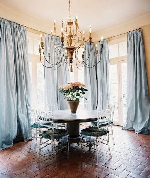 Silk Dupioni Solid Drapes Curtains Ice Blue