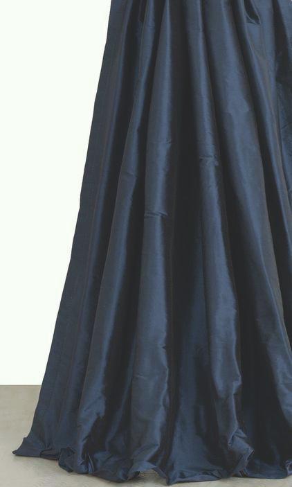 Silk Dupioni Solid Drapes Curtains Midnight Blue