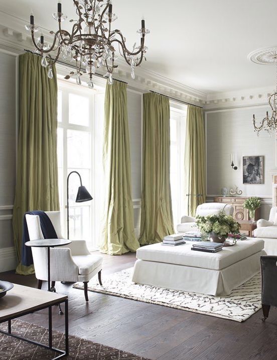 Silk Dupioni Solid Drapes Curtains Mist Green