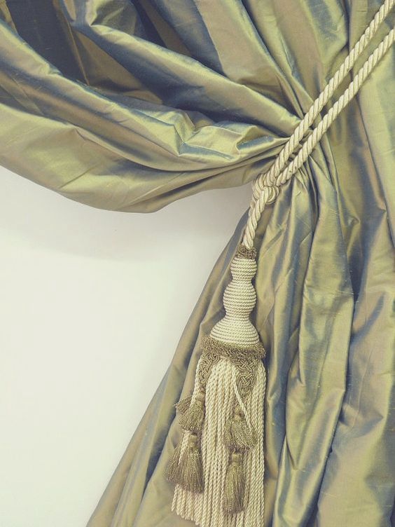 Silk Dupioni Solid Drapes Curtains Mist Green