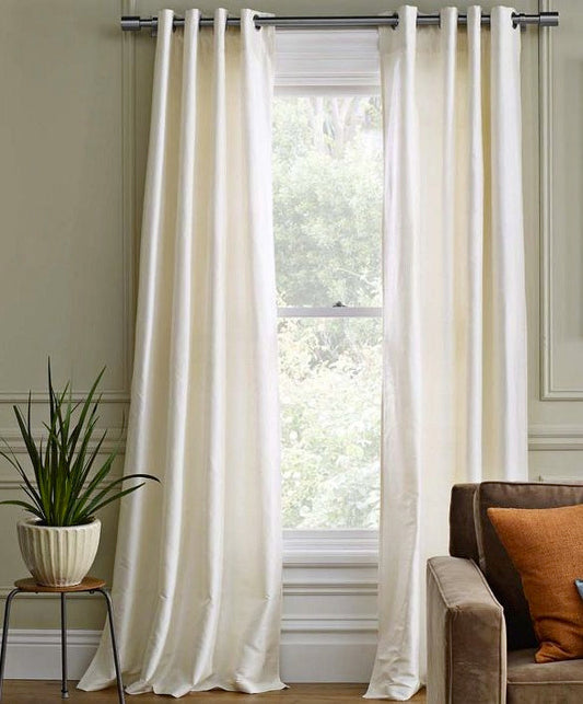 Silk Dupioni Solid Drapes Curtains Soft White