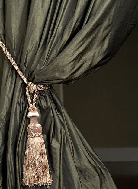 Silk Dupioni Solid Drapes Curtains Sage Green
