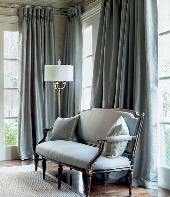 Silk Dupioni Solid Drapes Curtains Teal Blue