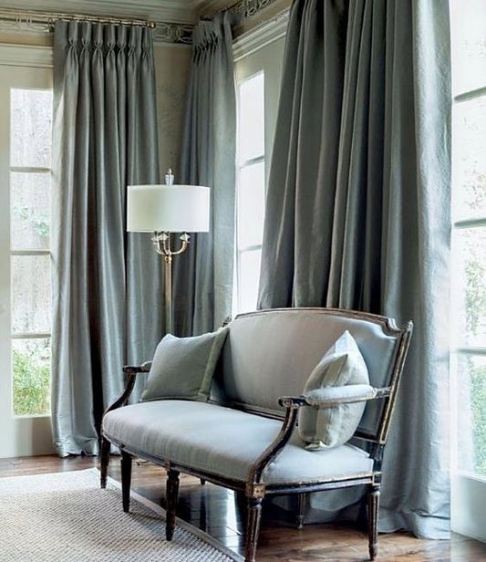 Silk Dupioni Solid Drapes Curtains Teal Blue