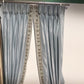 Silk Dupioni Solid Hand Embroidered Trim Drapes Curtains Ice Blue