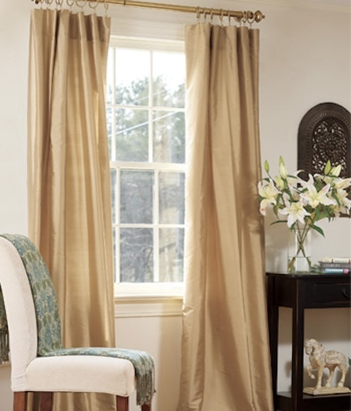 Silk Dupioni Solid Drapes Curtains Sand