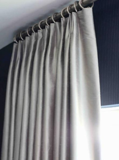 Silk Dupioni Solid Drapes Curtains Silver Grey