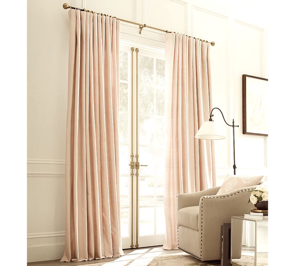 Silk Dupioni Solid Drapes Curtains Apricot