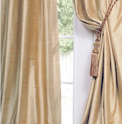 Silk Dupioni Solid Drapes Curtains Champagne