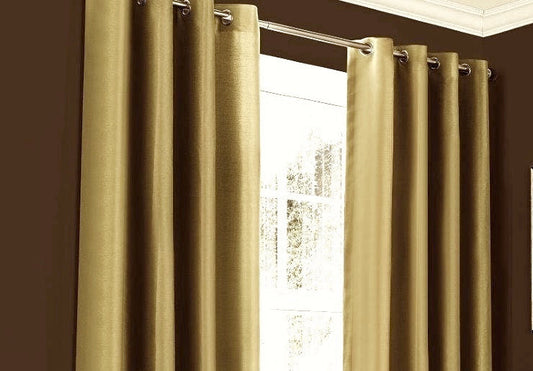 Faux Silk Dupioni Solid Drapes Curtains Gold