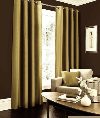 Faux Silk Dupioni Solid Drapes Curtains Gold