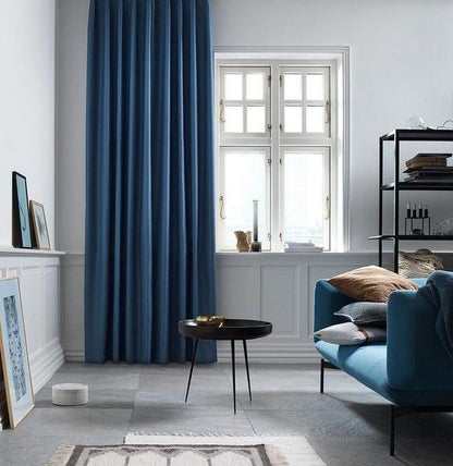 Faux Silk Dupioni Solid Drapes Curtains Indigo Blue