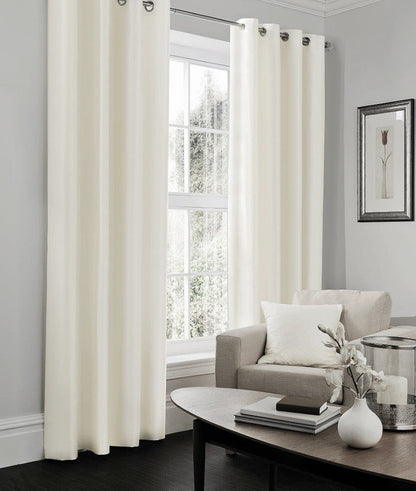 Faux Silk Dupioni Solid Drapes Curtains Off White