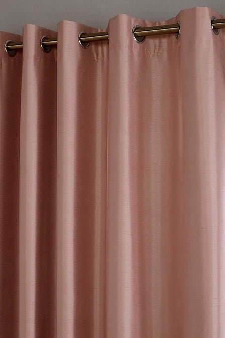 Faux Silk Dupioni Solid Drapes Curtains Rose Pink