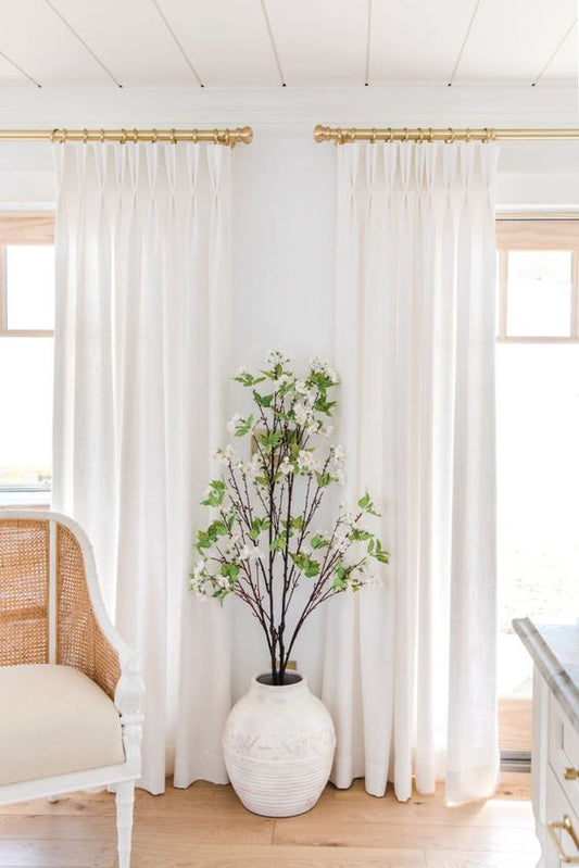 Linen Solid Drapes Curtains Off White