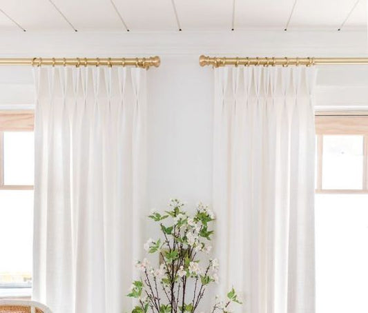 Linen Solid Drapes Curtains Off White